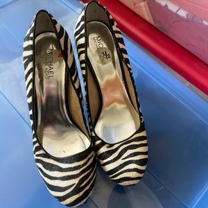 Michael Kors zebra print cow skin heels 7.5